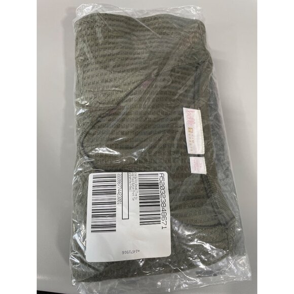 Belle by Kim Gravel Waffle Knit V Neck Top Smile Hem Womens XS Olive Green NEW - Picture 5 of 8